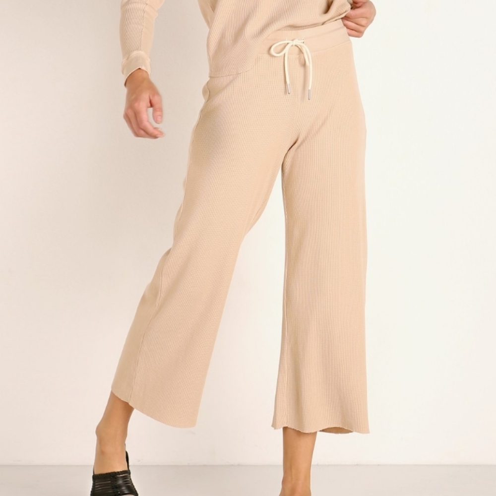 MATE THE LABEL Latte Beige Thermal Wide Leg Pants